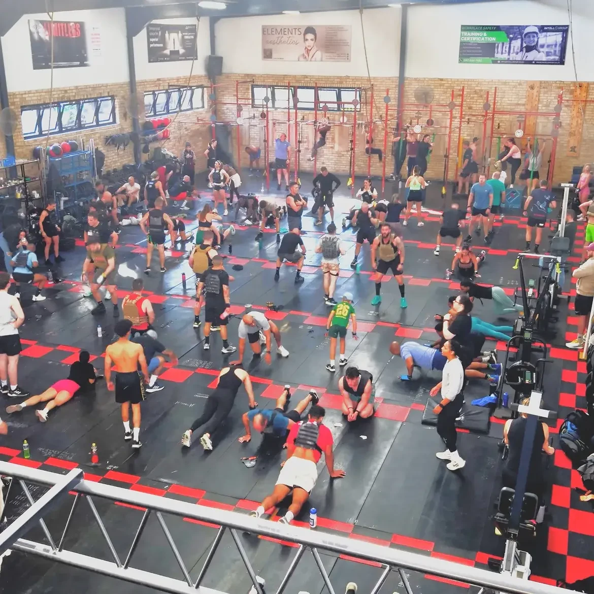 Pure Fitness members taking part in a large community workout